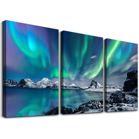 Farmhouse Wall Art Aurora Scenery Painting On Canvas Wall Decorations For Room - Picture 1 of 6